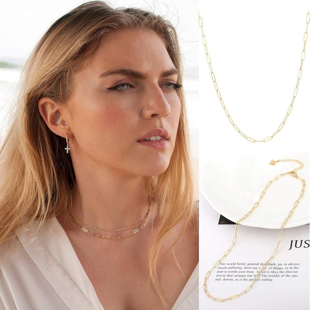 18K Gold Plated Paperclip Chain Choker Satellite Chain Freshwater Cultured Biwa - Picture 6 of 6